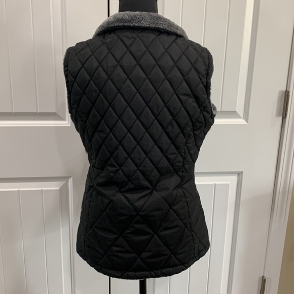 Free Country Sherpa-Fleece Lined Reversable Black Puffer Vest - Picture 5 of 6
